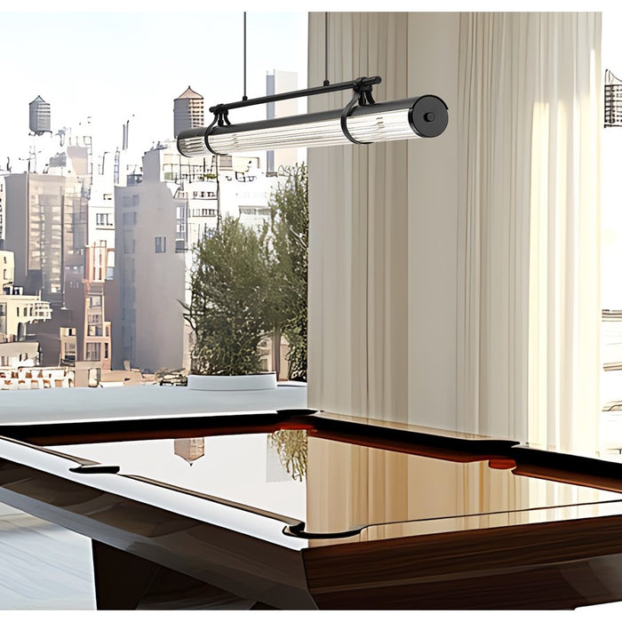 Z-Lite Benoit 1 Light 56" Linear Chandelier, Matte Black/Clear