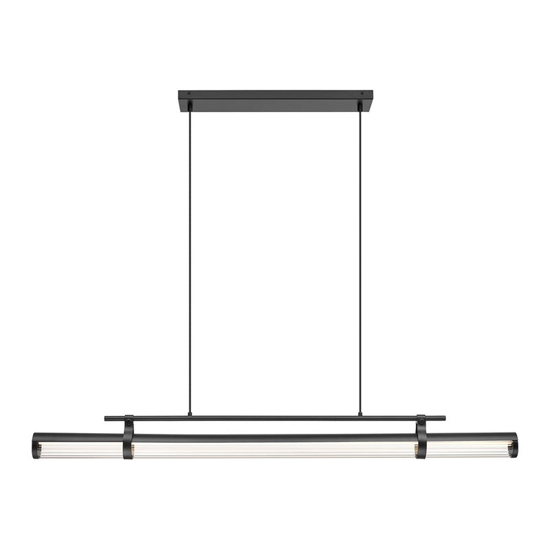 Z-Lite Benoit 1 Light 56" Linear Chandelier, Matte Black/Clear