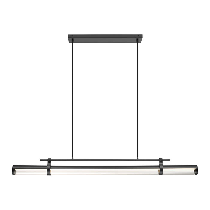 Z-Lite Benoit 1 Light 56" Linear Chandelier, Matte Black/Clear