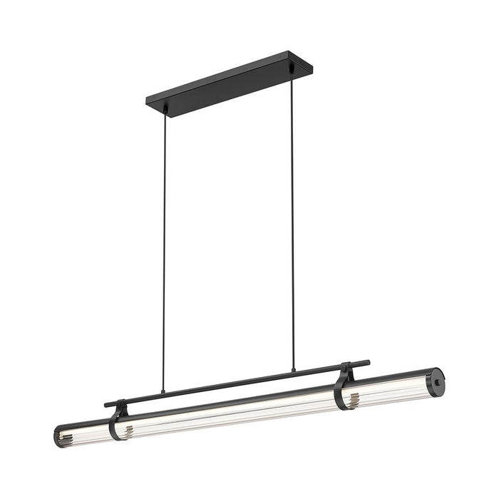Z-Lite Benoit 1 Light 56" Linear Chandelier, Matte Black/Clear