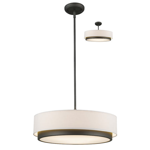 Z-Lite Jade 3 Light Convertible Pendant, 22x22x8", Factory Bronze, White - 196-22
