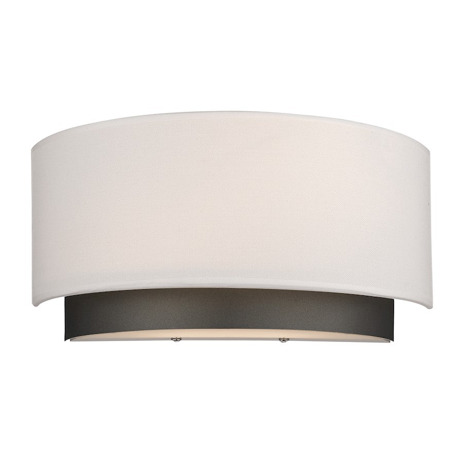 Z-Lite Jade 2 Light Wall Sconce, Factory Bronze, White Linen - 196-2S