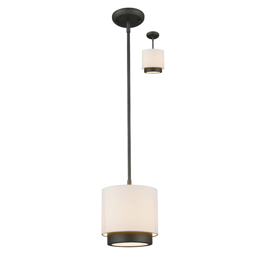 Z-Lite Jade 1 Light Convertible Mini Pendant, Factory Bronze, White Linen - 196-8