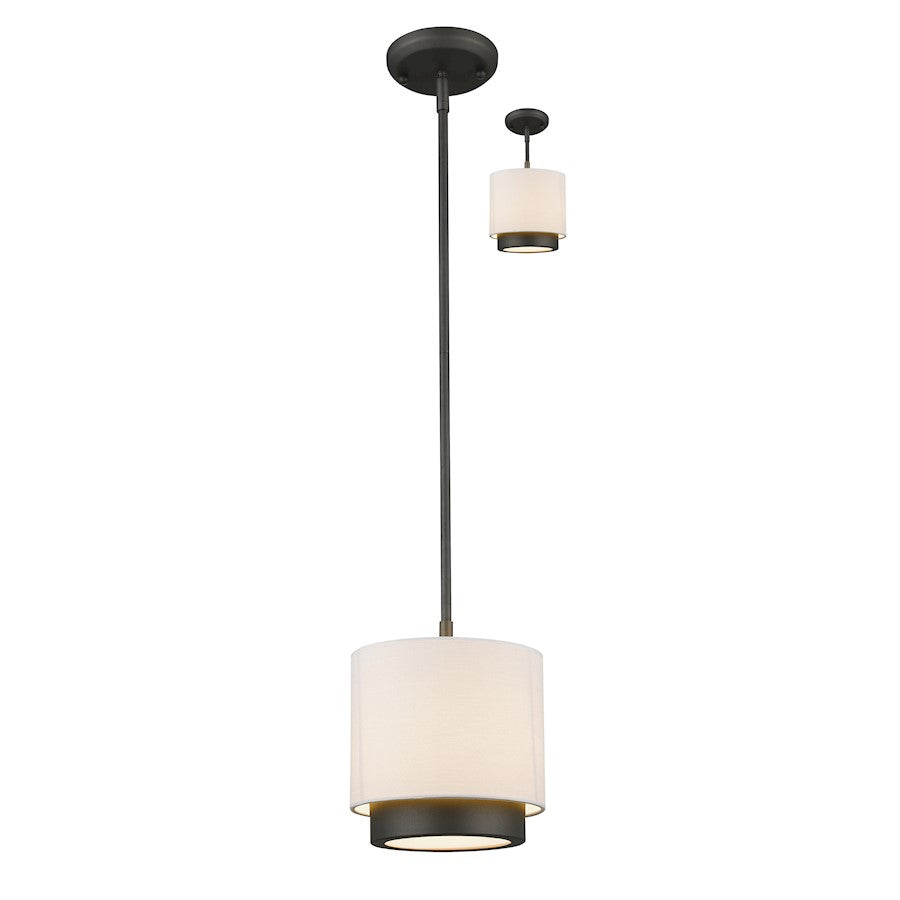 Z-Lite Jade 1 Light Convertible Mini Pendant, Factory Bronze, White Linen - 196-8
