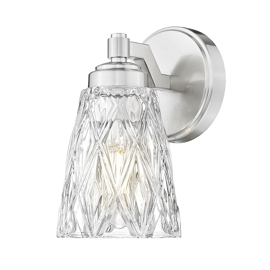 Z-Lite Andree 1 Light Wall Sconce, Brushed Nickel/Clear - 1960-1S-BN