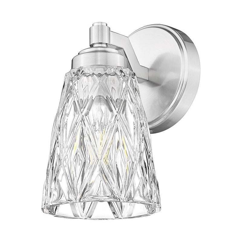 Z-Lite Andree 1 Light Wall Sconce, Brushed Nickel/Clear