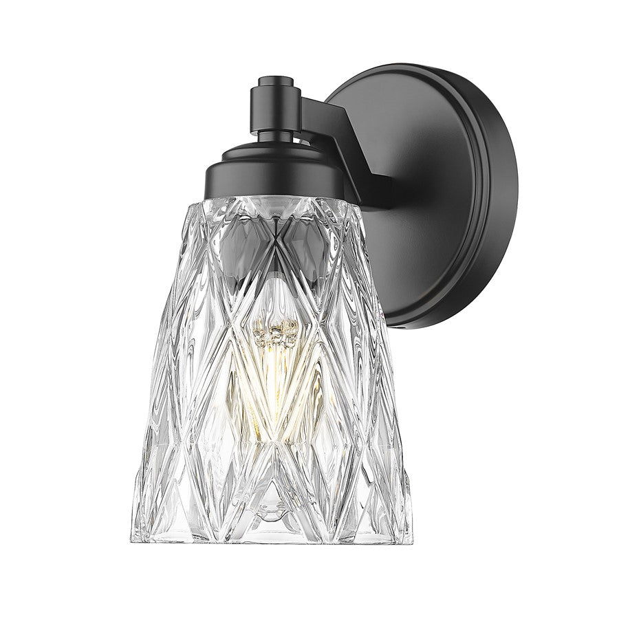 Z-Lite Andree 1 Light Wall Sconce, Matte Black/Clear - 1960-1S-MB