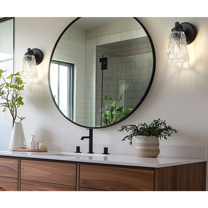 Z-Lite Andree 1 Light Wall Sconce, Matte Black/Clear
