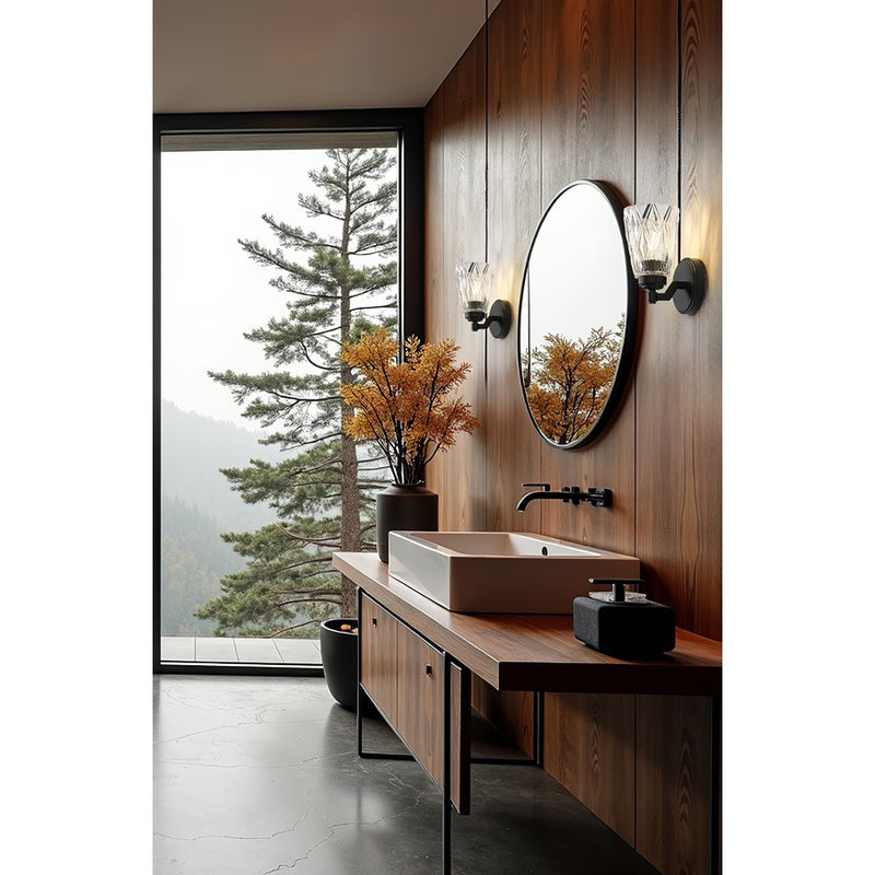 Z-Lite Andree 1 Light Wall Sconce, Matte Black/Clear