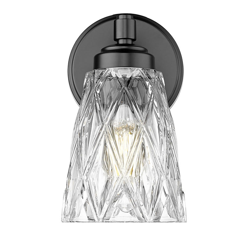 Z-Lite Andree 1 Light Wall Sconce, Matte Black/Clear