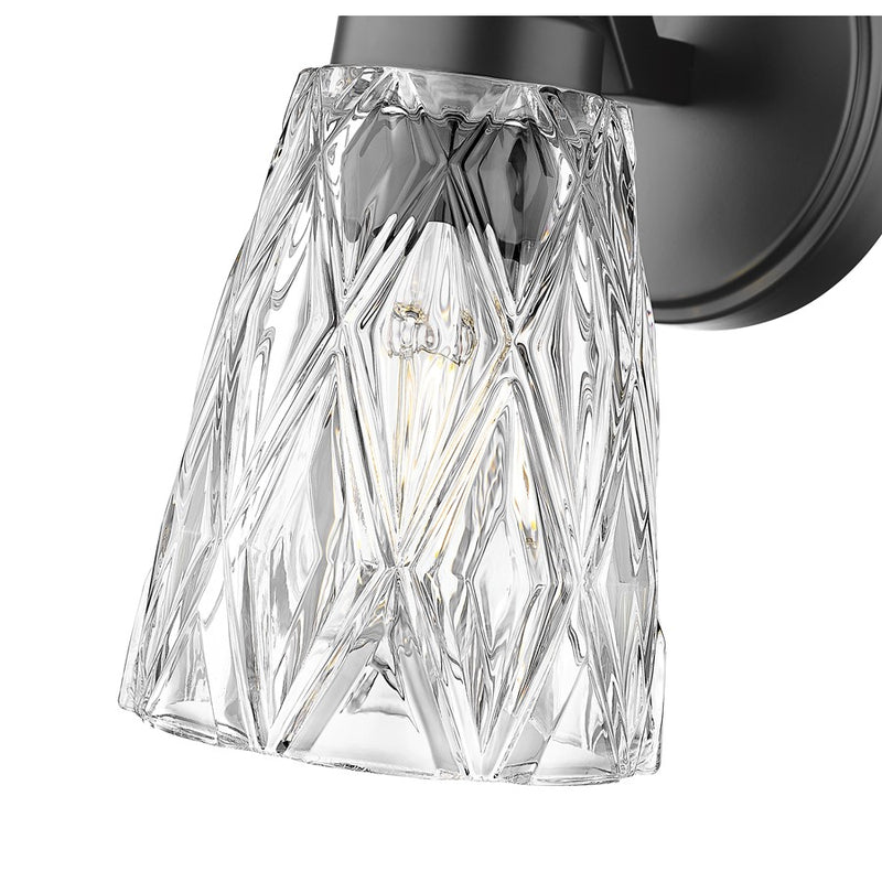 Z-Lite Andree 1 Light Wall Sconce, Matte Black/Clear