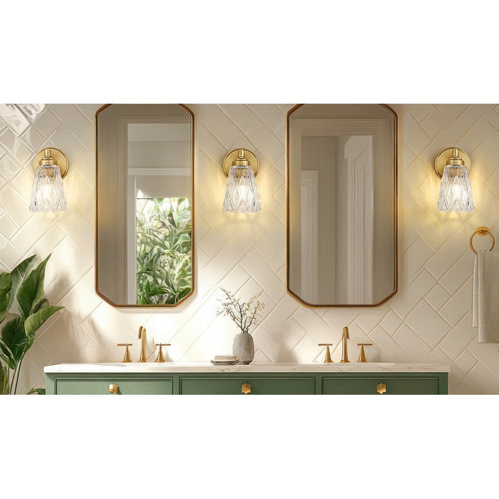 Z-Lite Andree 1 Light Wall Sconce, Modern Gold/Clear