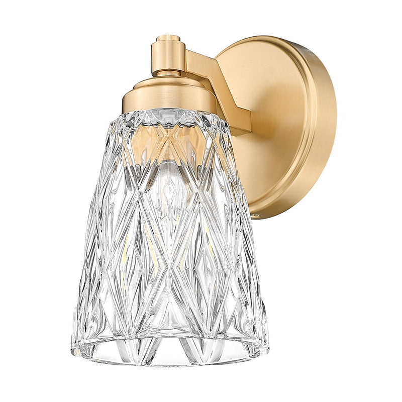 Z-Lite Andree 1 Light Wall Sconce, Modern Gold/Clear
