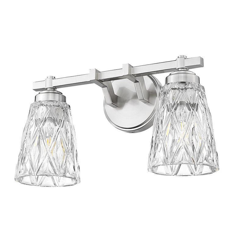 Z-Lite Andree 2 Light Vanity, Brushed Nickel/Clear