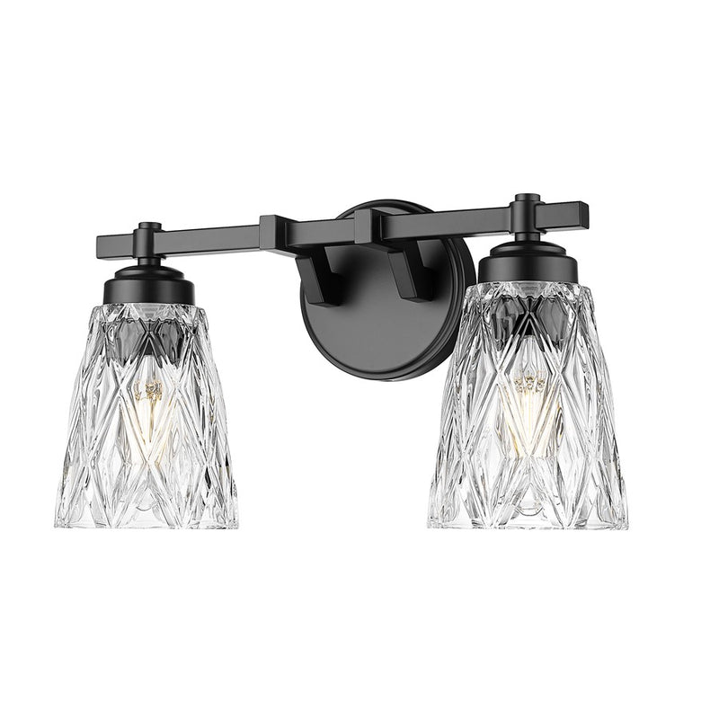 Z-Lite Andree 2 Light Vanity, Matte Black/Clear - 1960-2V-MB