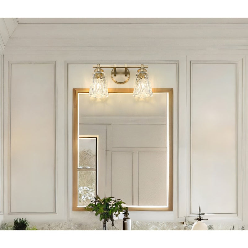 Z-Lite Andree 2 Light Vanity, Modern Gold/Clear