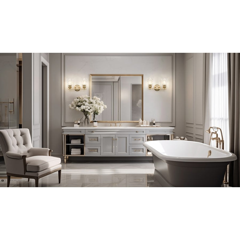 Z-Lite Andree 2 Light Vanity, Modern Gold/Clear