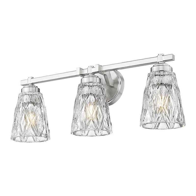 Z-Lite Andree 3 Light Vanity, Brushed Nickel/Clear