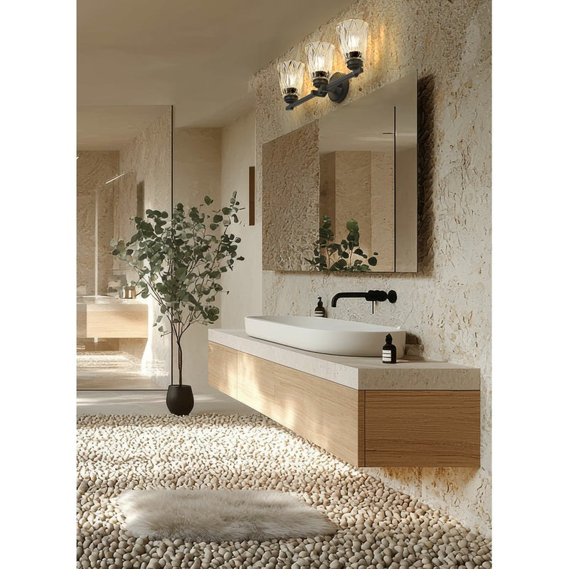 Z-Lite Andree 3 Light Vanity, Matte Black/Clear
