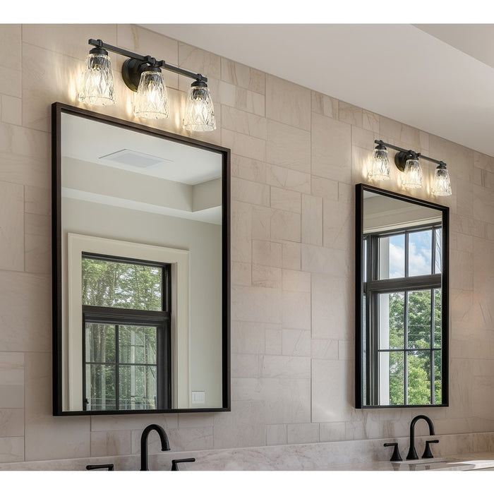 Z-Lite Andree 3 Light Vanity, Matte Black/Clear