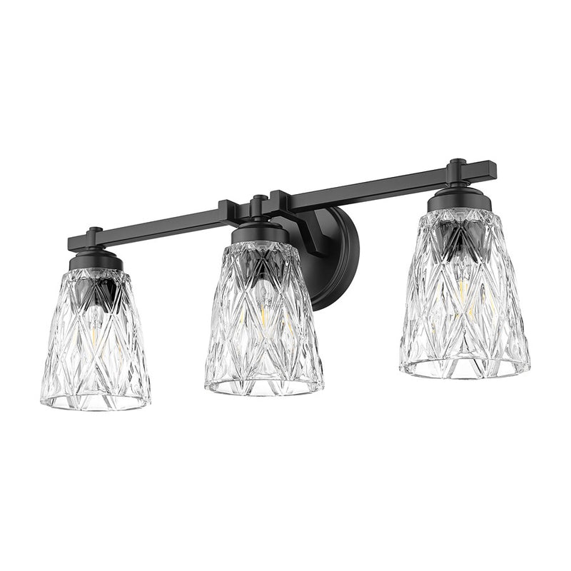 Z-Lite Andree 3 Light Vanity, Matte Black/Clear