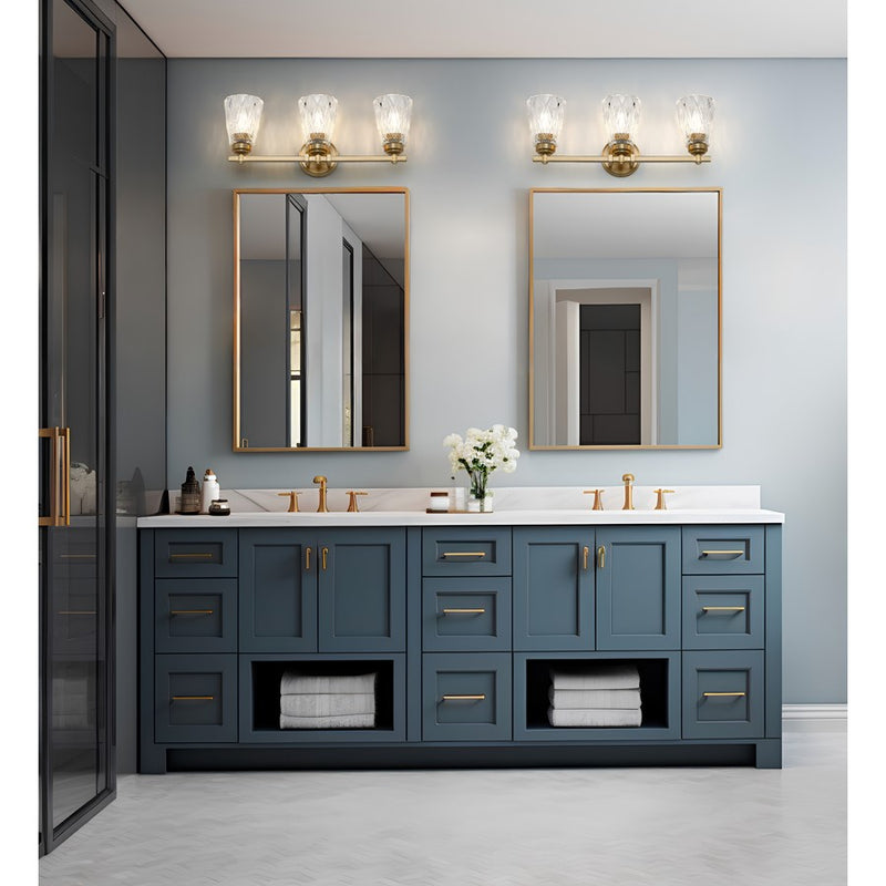 Z-Lite Andree 3 Light Vanity, Modern Gold/Clear