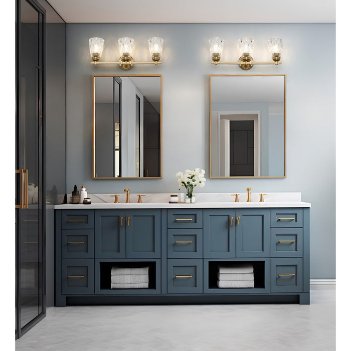 Z-Lite Andree 3 Light Vanity, Modern Gold/Clear