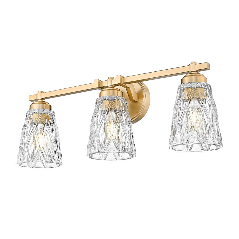 Z-Lite Andree 3 Light Vanity, Modern Gold/Clear