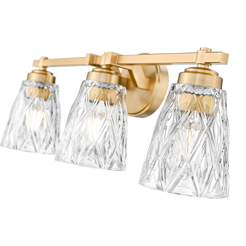 Z-Lite Andree 3 Light Vanity, Modern Gold/Clear