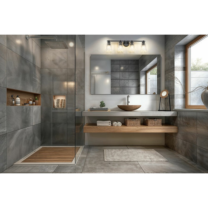 Z-Lite Andree 4 Light Vanity, Matte Black/Clear