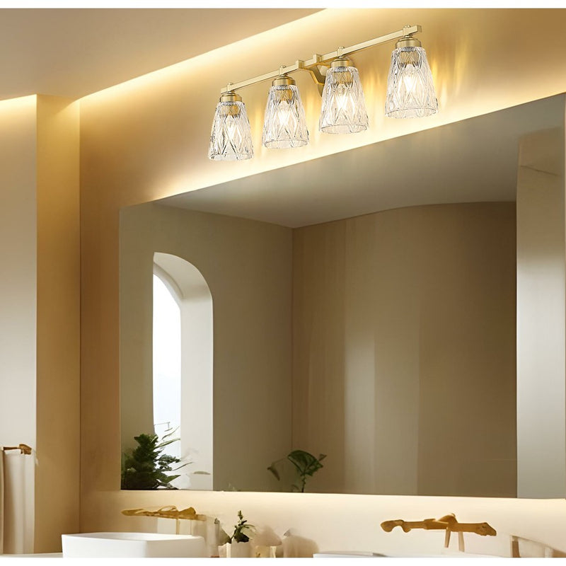 Z-Lite Andree 4 Light Vanity, Modern Gold/Clear