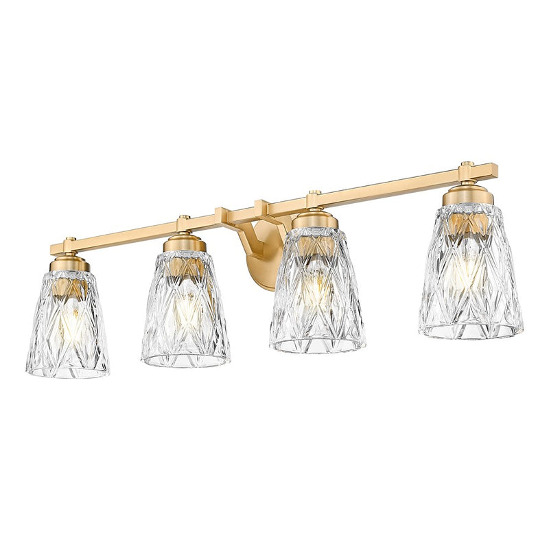 Z-Lite Andree 4 Light Vanity, Modern Gold/Clear
