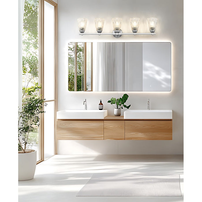 Z-Lite Andree 5 Light Vanity, Brushed Nickel/Clear