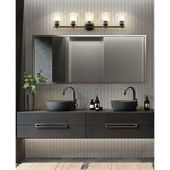 Z-Lite Andree 5 Light Vanity, Matte Black/Clear