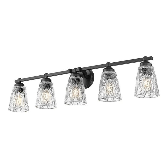 Z-Lite Andree 5 Light Vanity, Matte Black/Clear