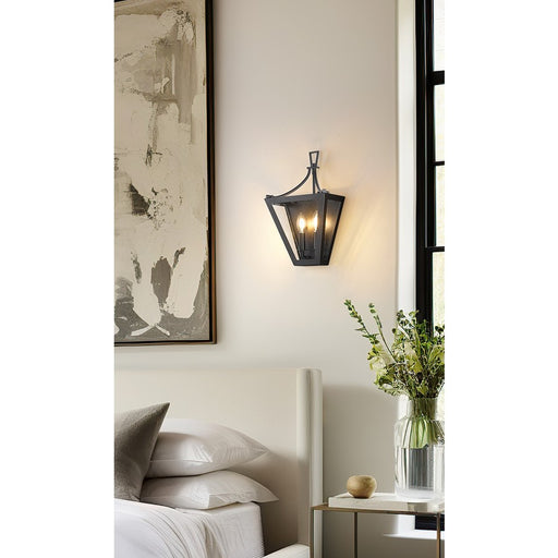 Z-Lite Montalcino 2 Light Wall Sconce, Iron Ore/Clear Seedy