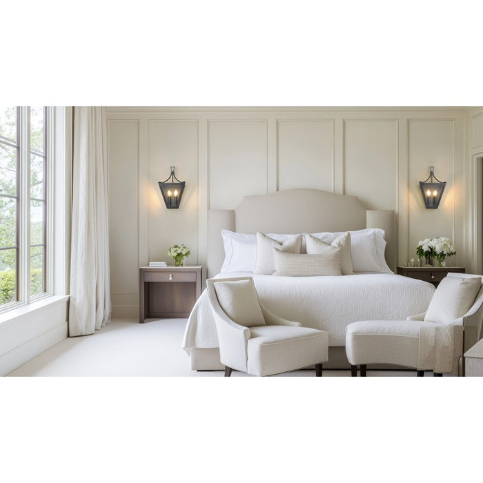 Z-Lite Montalcino 2 Light Wall Sconce, Iron Ore/Clear Seedy
