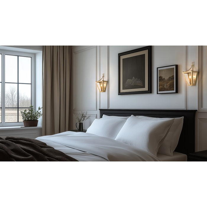 Z-Lite Montalcino 2 Light Wall Sconce, Rubbed Brass/Clear Seedy