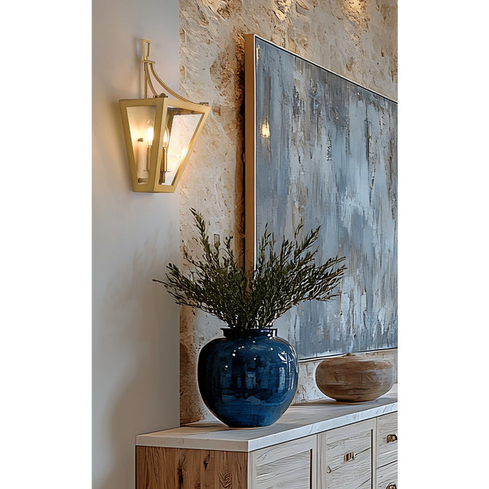 Z-Lite Montalcino 2 Light Wall Sconce, Rubbed Brass/Clear Seedy