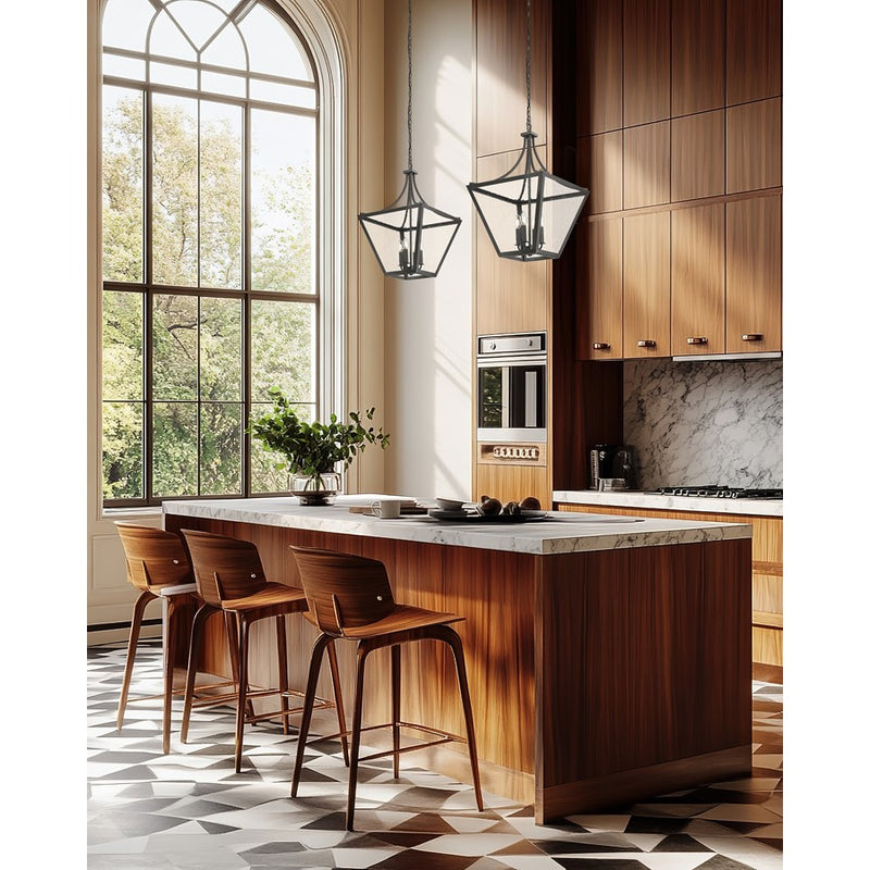 Z-Lite Montalcino 4 Light Chandelier, Iron Ore/Clear Seedy