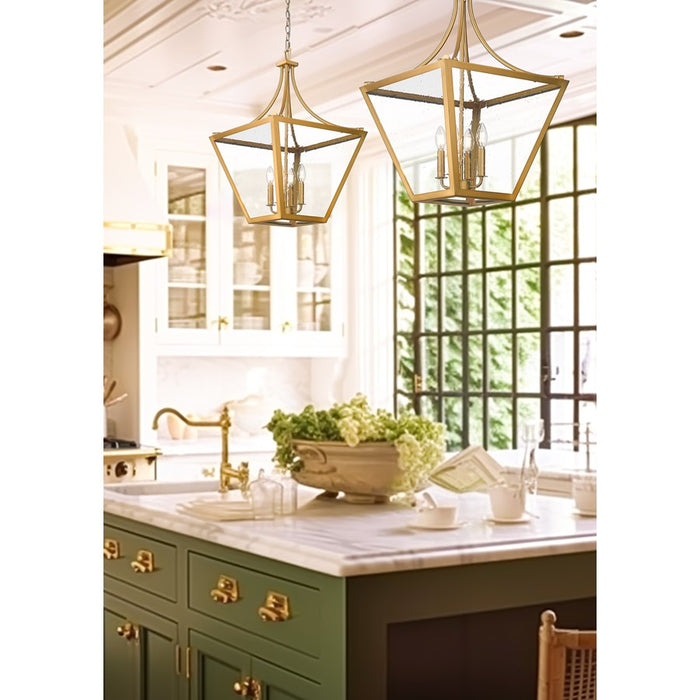 Z-Lite Montalcino 4 Light Chandelier, Rubbed Brass/Clear Seedy