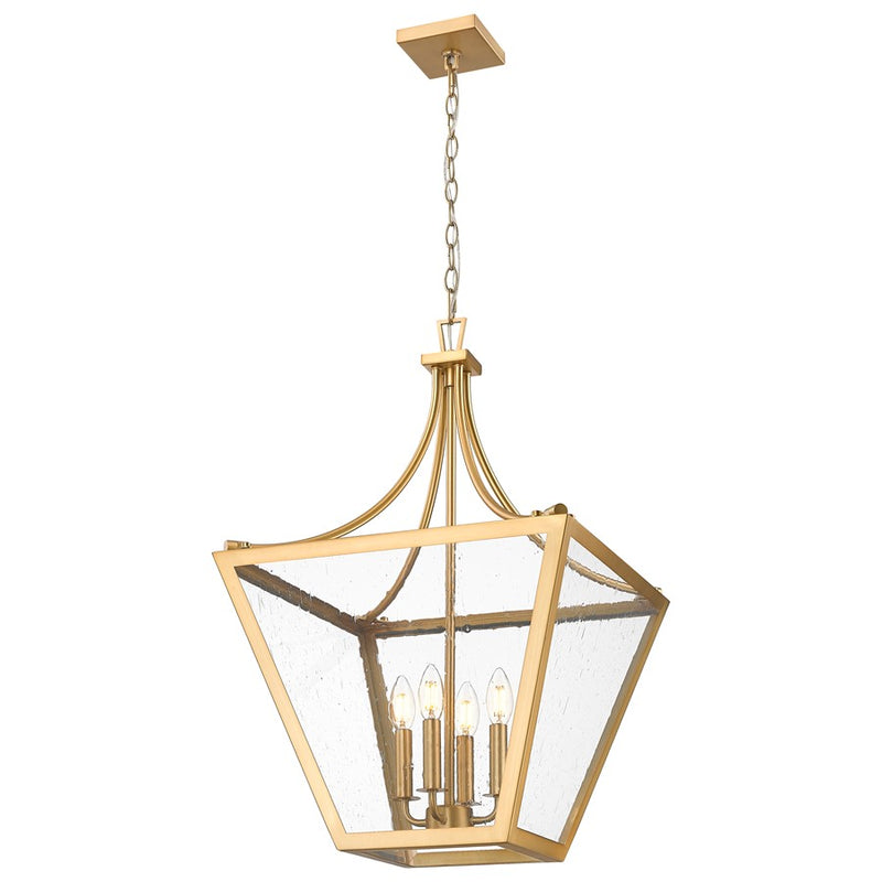 Z-Lite Montalcino 4 Light Chandelier, Rubbed Brass/Clear Seedy