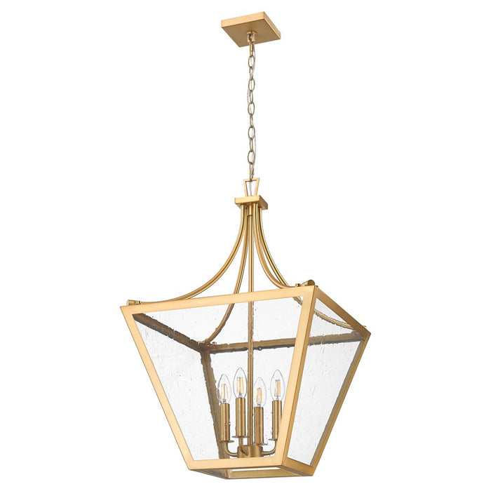 Z-Lite Montalcino 4 Light Chandelier, Rubbed Brass/Clear Seedy