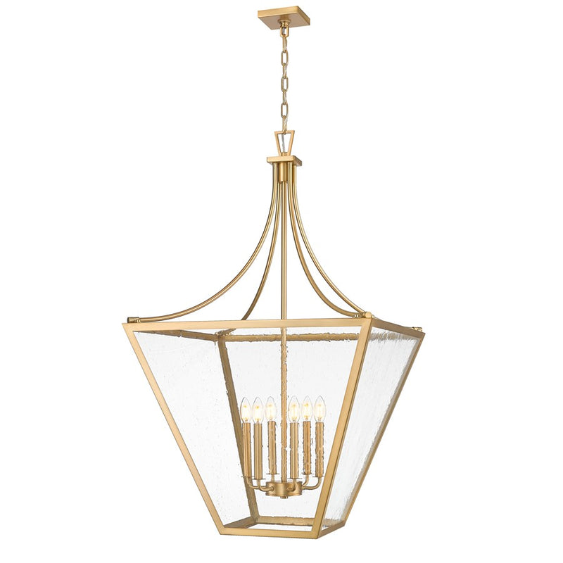 Z-Lite Montalcino 6 Light Chandelier, Rubbed Brass/Clear Seedy - 1961-6RB