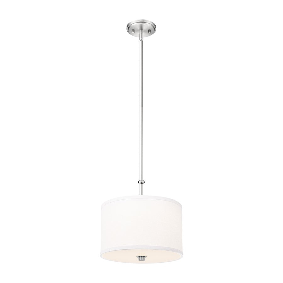 Z-Lite Linden 1 Light 12" Pendant, Brushed Nickel/White - 1962P12-BN-LED