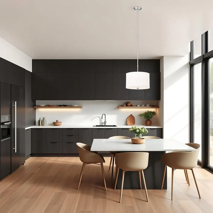 Z-Lite Linden 1 Light 12" Pendant, Brushed Nickel/White