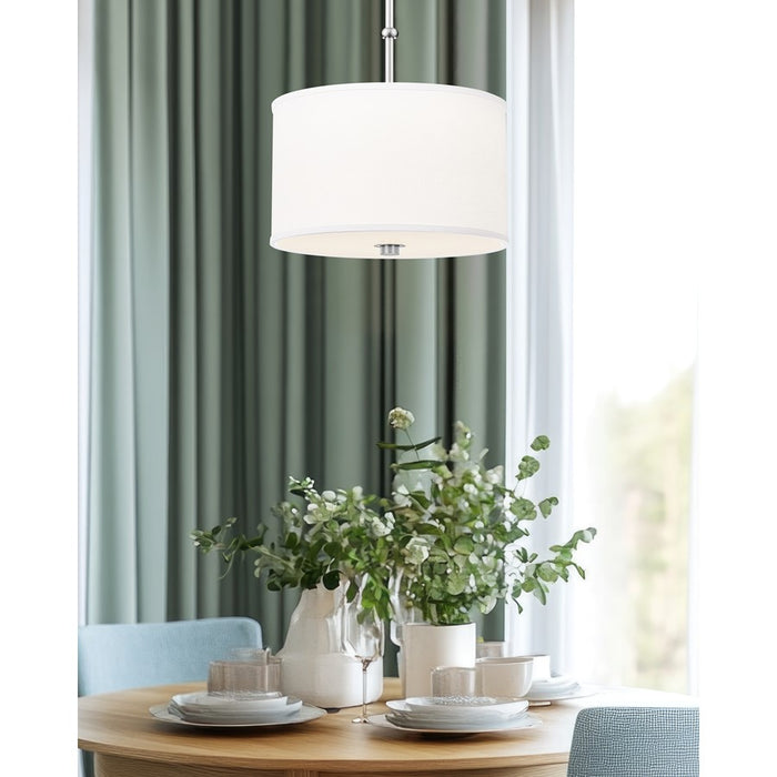 Z-Lite Linden 1 Light 12" Pendant, Brushed Nickel/White