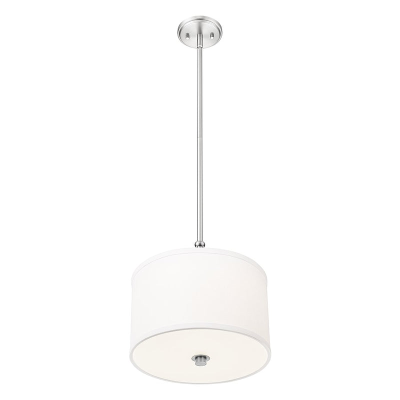 Z-Lite Linden 1 Light 12" Pendant, Brushed Nickel/White