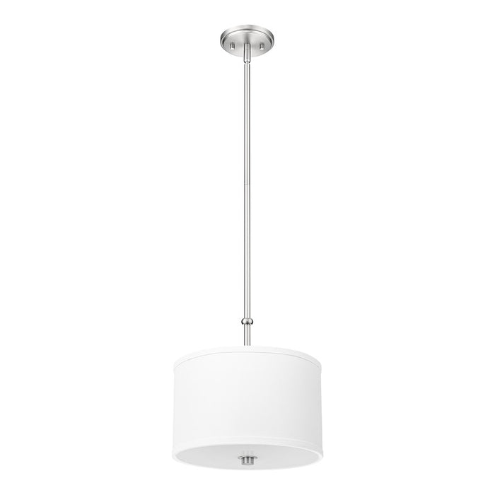 Z-Lite Linden 1 Light 12" Pendant, Brushed Nickel/White