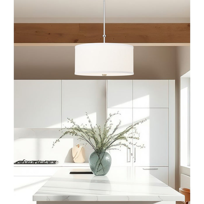 Z-Lite Linden 1 Light 18" Pendant, Brushed Nickel/White